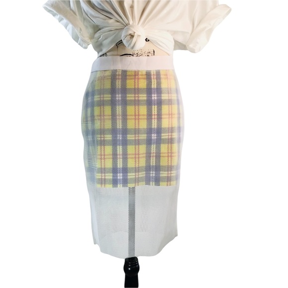 English Factory NEW Mesh Plaid Midi Skirt Exposed Back Zipper - S - 90’s Vibes! - Picture 7 of 13